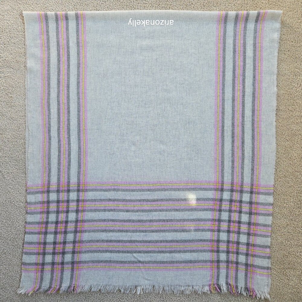 J. Crew Lightweight Wool Grey & Lavender Scarf *TINY TREATED HOLE* - Picture 11 of 14
